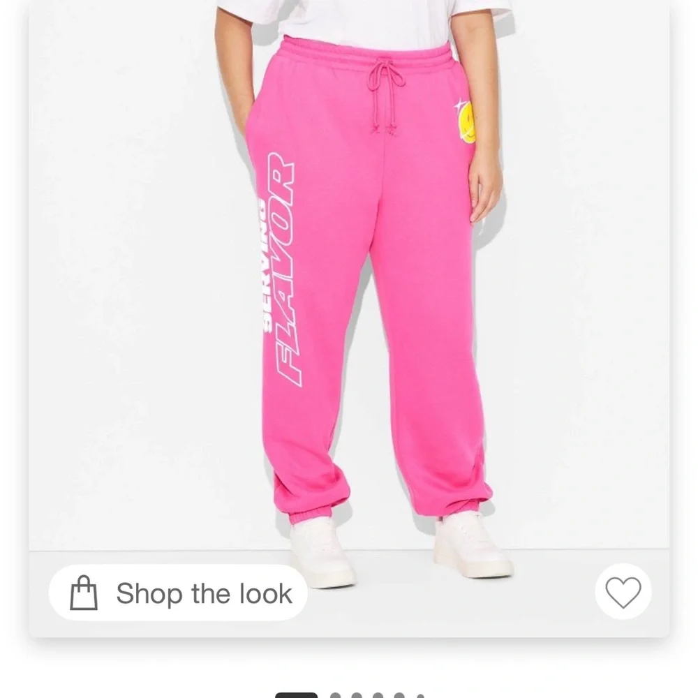 Pink poppie sweatpants with Smiley Face Graphic - Picture 3 of 4